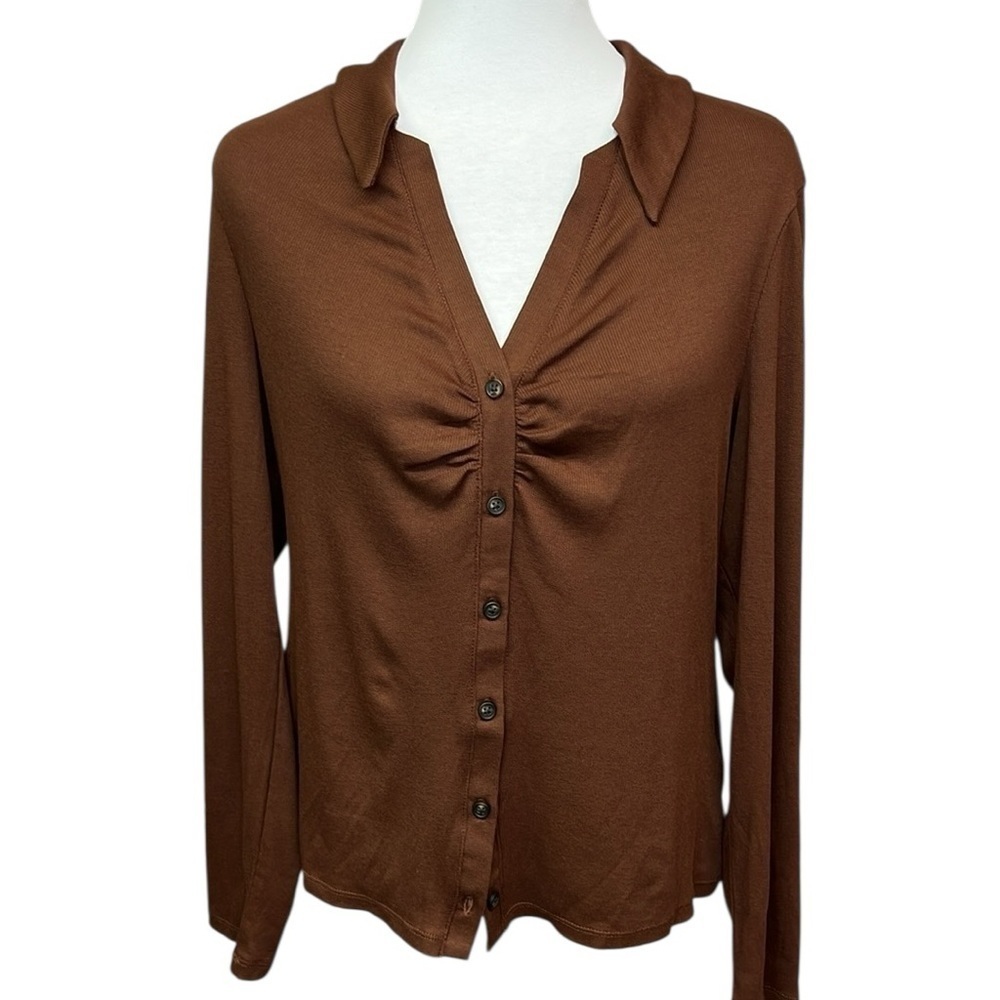 Madewell Ruched Front Blouse Brown